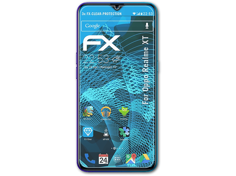 Oppo 3x ATFOLIX Displayschutz(für FX-Clear Realme XT)