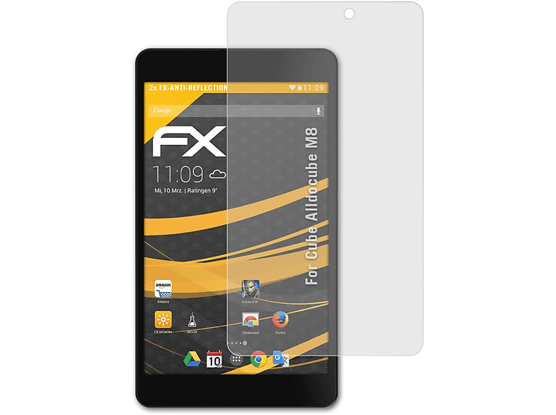 ATFOLIX 2x FX-Antireflex Displayschutz(für Cube Alldocube M8)
