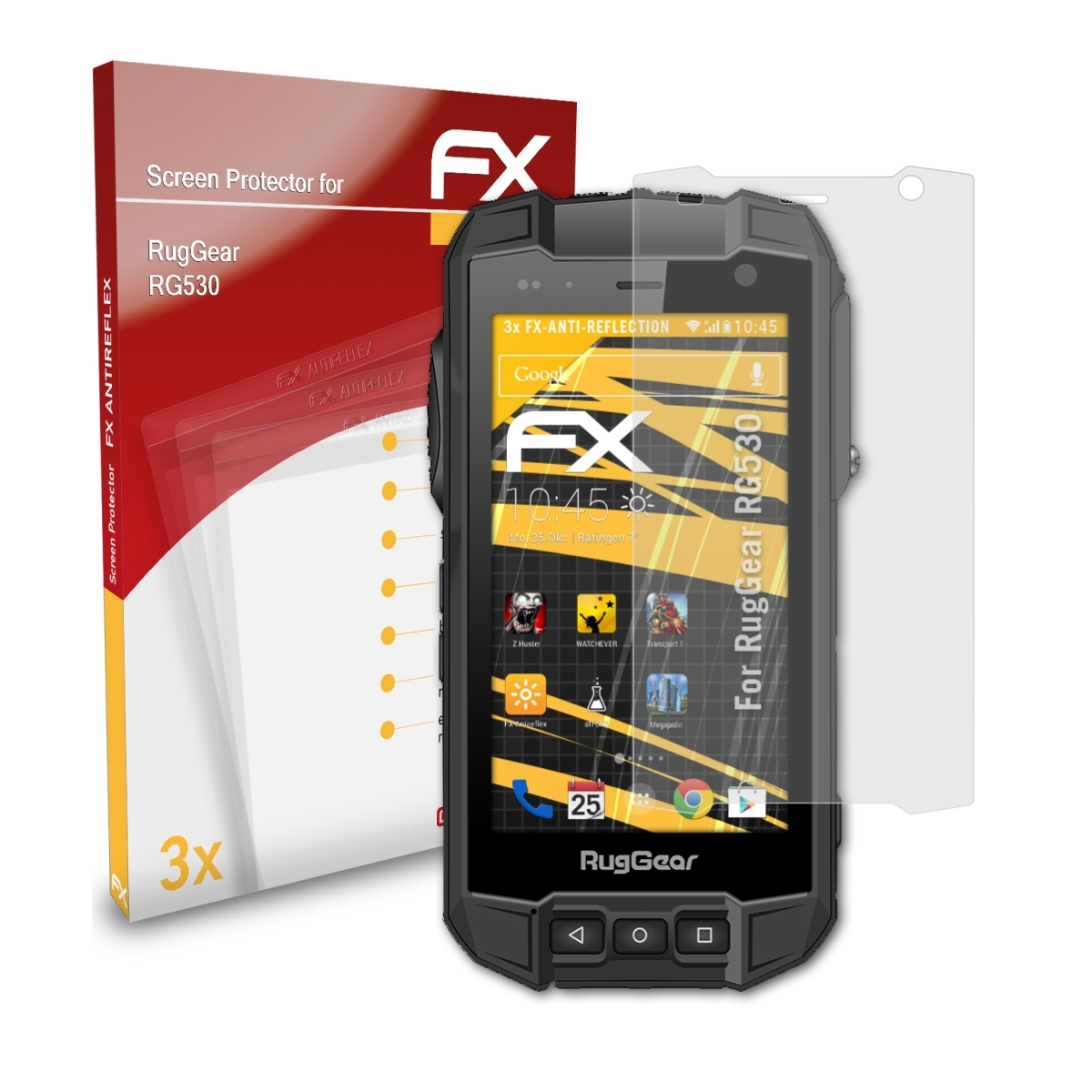 FX-Antireflex 3x RugGear Displayschutz(für ATFOLIX RG530)