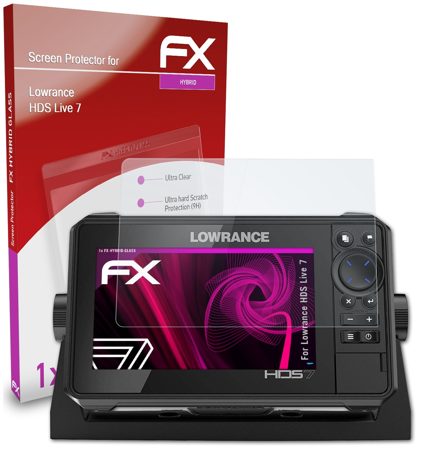 ATFOLIX FX-Hybrid-Glass Schutzglas(für 7) HDS Lowrance Live