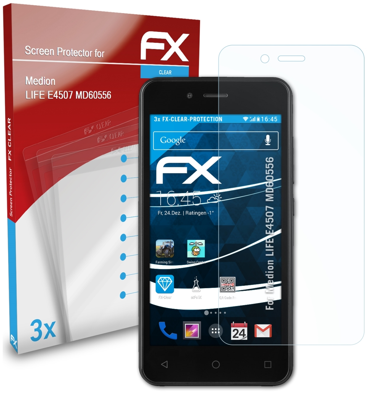 FX-Clear (MD60556)) 3x LIFE Displayschutz(für E4507 Medion ATFOLIX