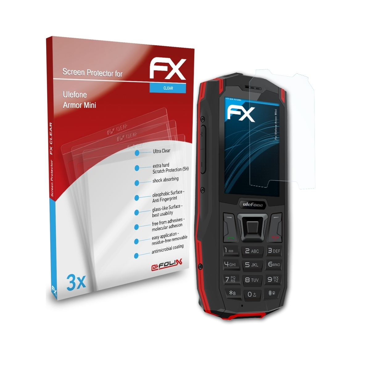FX-Clear Mini) 3x Displayschutz(für Armor Ulefone ATFOLIX