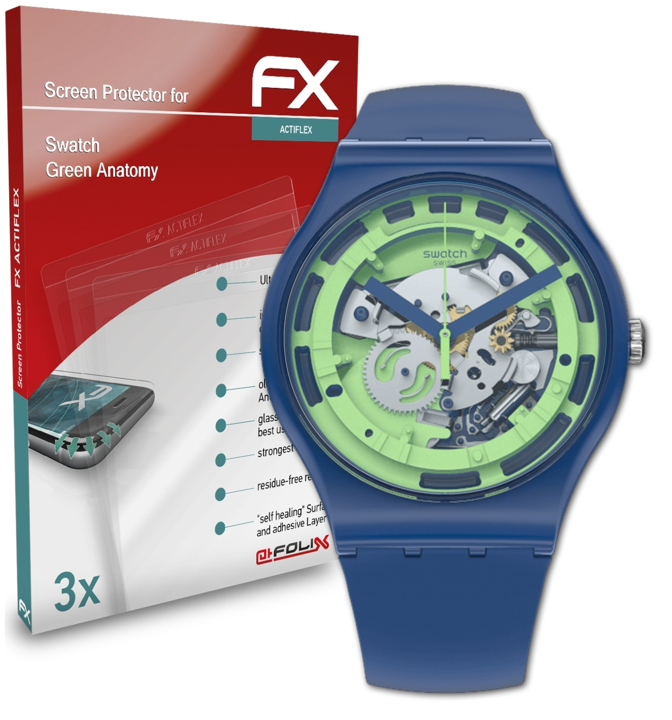 Green Anatomy) 3x Swatch Displayschutz(für FX-ActiFleX ATFOLIX