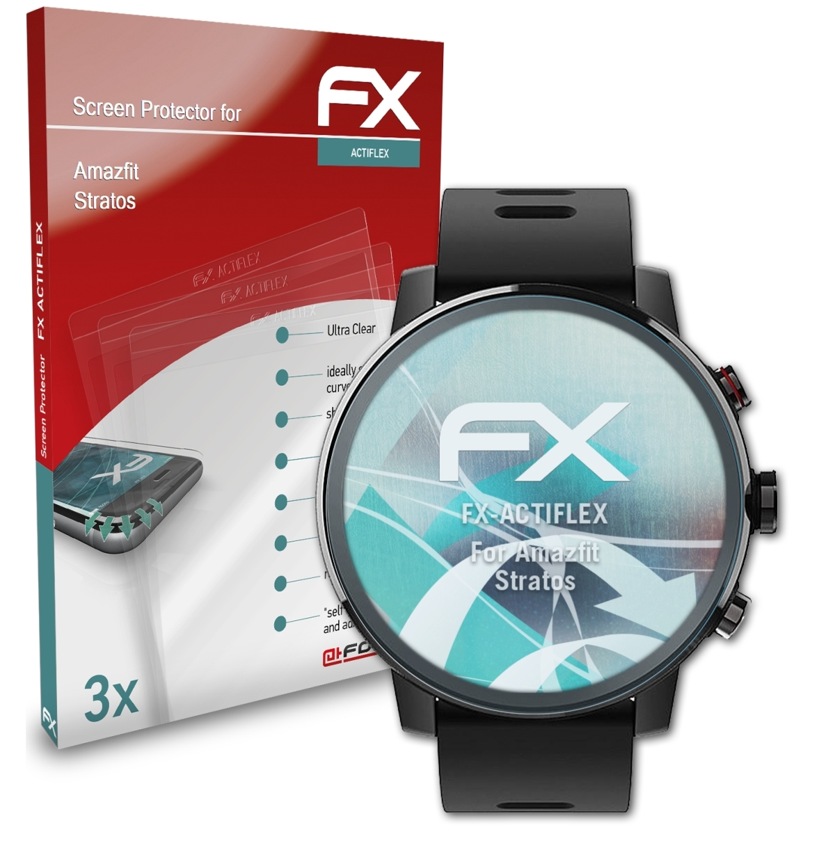Amazfit Displayschutz(für Stratos) ATFOLIX FX-ActiFleX 3x