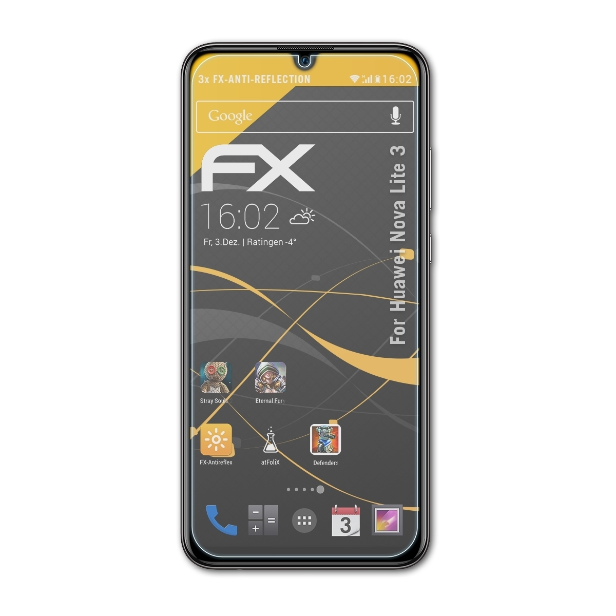 ATFOLIX 3x FX-Antireflex Displayschutz(für Huawei Nova Lite 3)