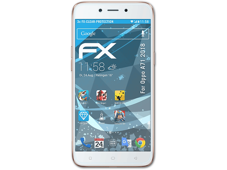 ATFOLIX 3x FX-Clear Displayschutz(für Oppo A71 (2018))