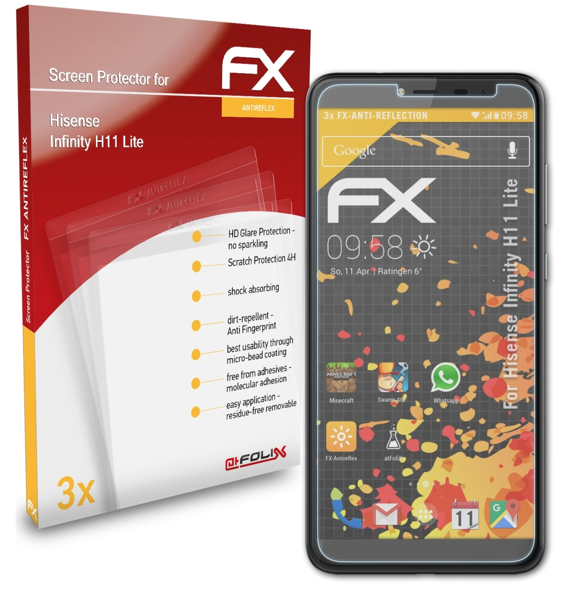 ATFOLIX 3x FX-Antireflex Displayschutz(für Infinity H11 Hisense Lite)