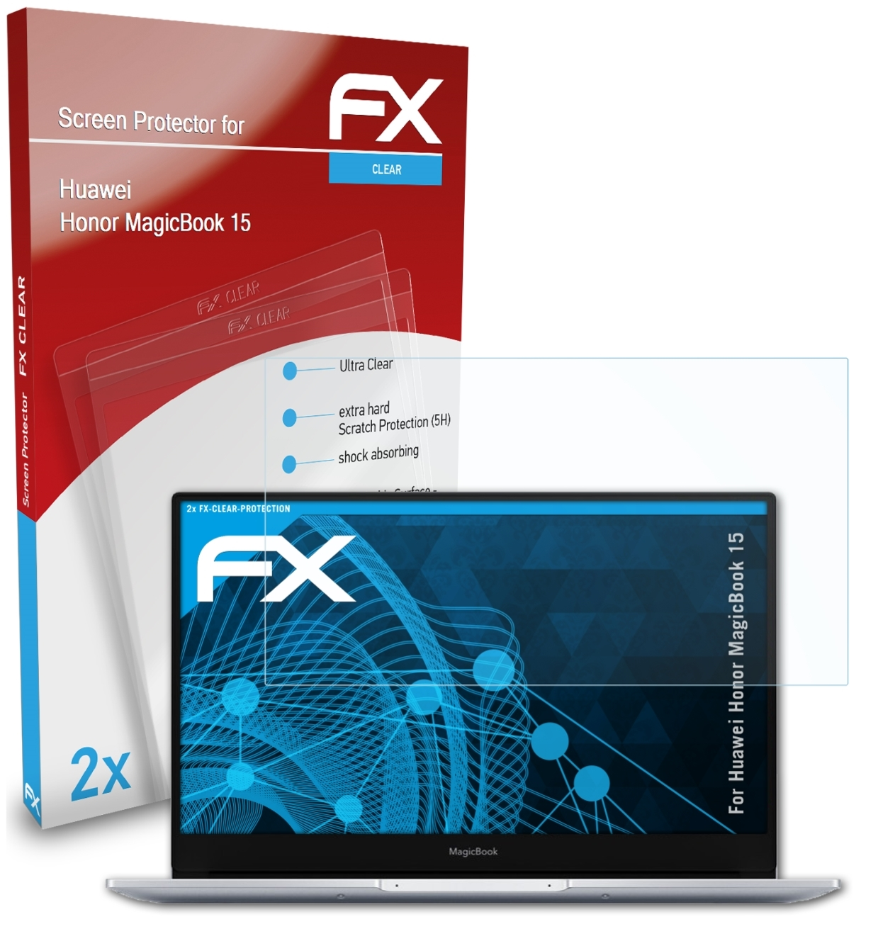 ATFOLIX 2x FX-Clear Displayschutz(für Honor MagicBook 15) Huawei