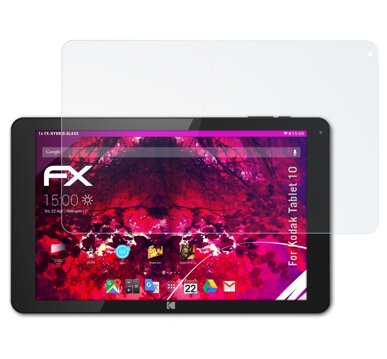 ATFOLIX FX-Hybrid-Glass Tablet 10) Schutzglas(für Kodak