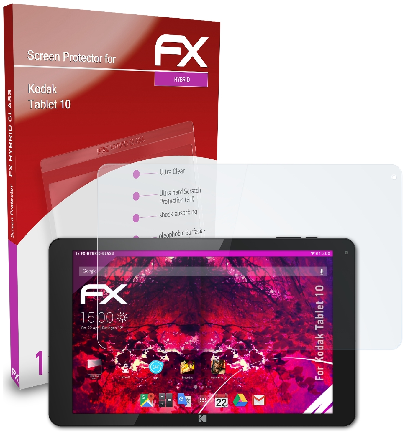 ATFOLIX FX-Hybrid-Glass Tablet Kodak Schutzglas(für 10)