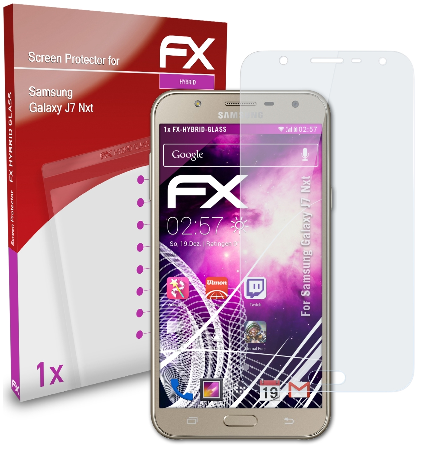 ATFOLIX FX-Hybrid-Glass Schutzglas(für Samsung Galaxy Nxt) J7