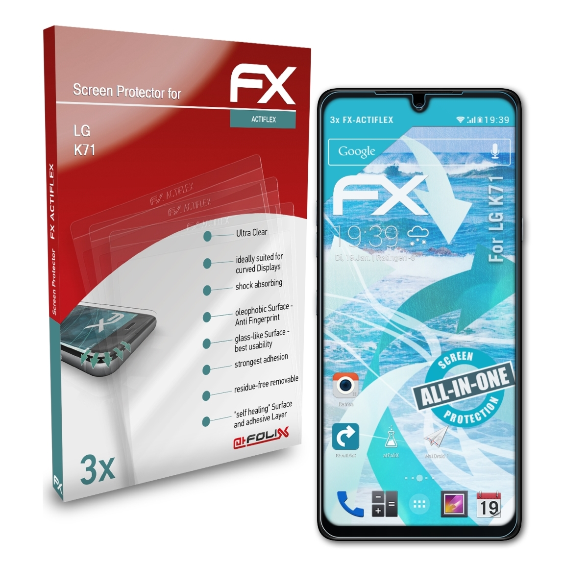 ATFOLIX 3x FX-ActiFleX Displayschutz(für K71) LG