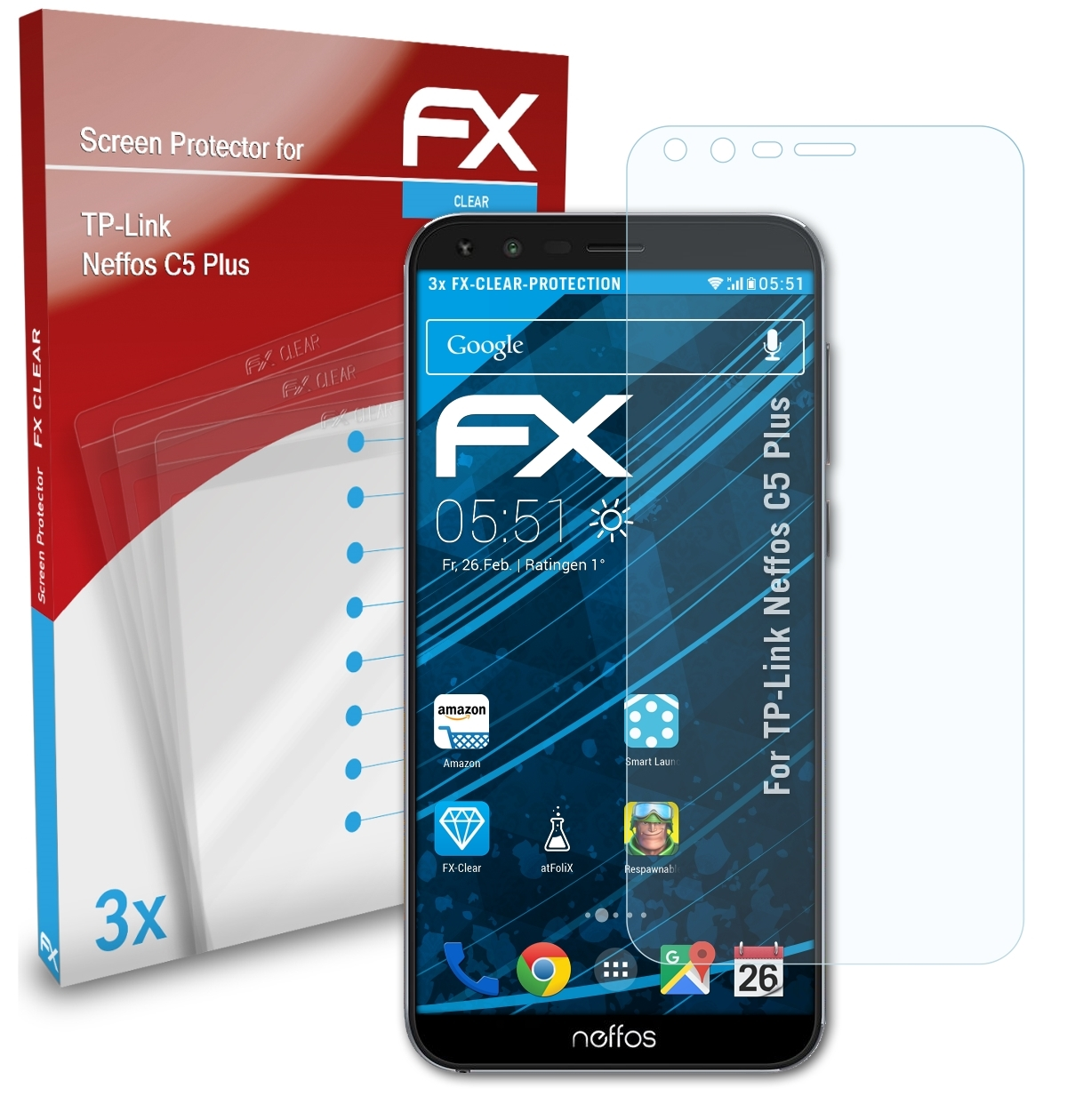 FX-Clear 3x Displayschutz(für TP-Link Neffos C5 ATFOLIX Plus)