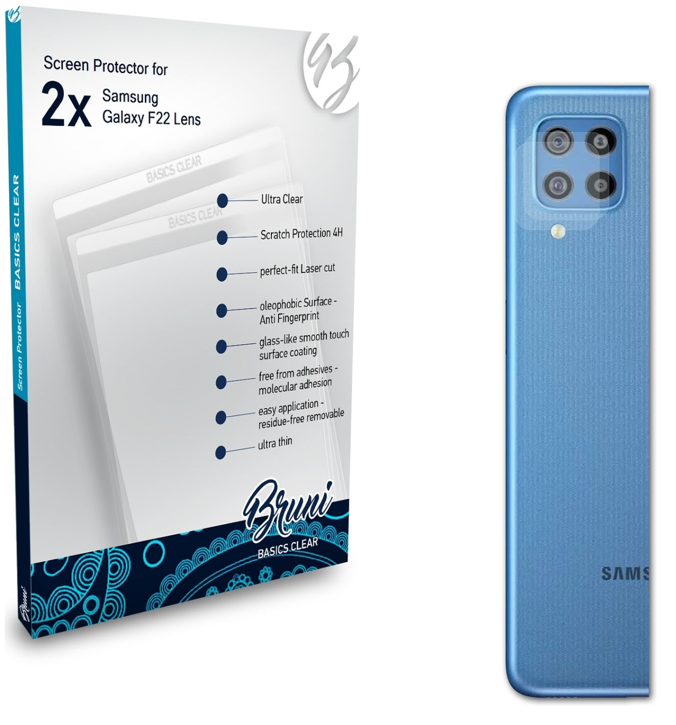 2x BRUNI F22 Galaxy Schutzfolie(für Samsung Lens) Basics-Clear