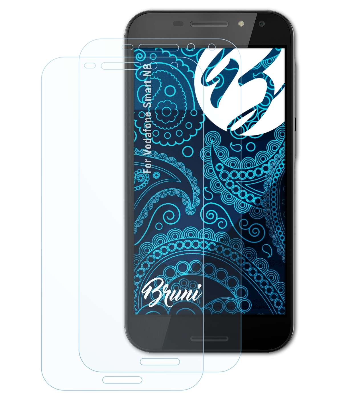 BRUNI Basics-Clear N8) 2x Smart Schutzfolie(für Vodafone