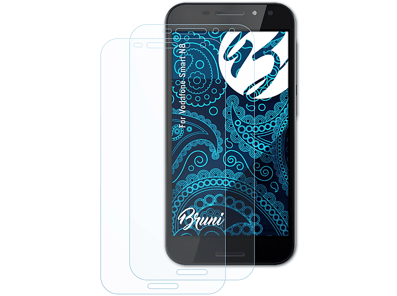 BRUNI 2x Basics-Clear N8) Vodafone Smart Schutzfolie(für