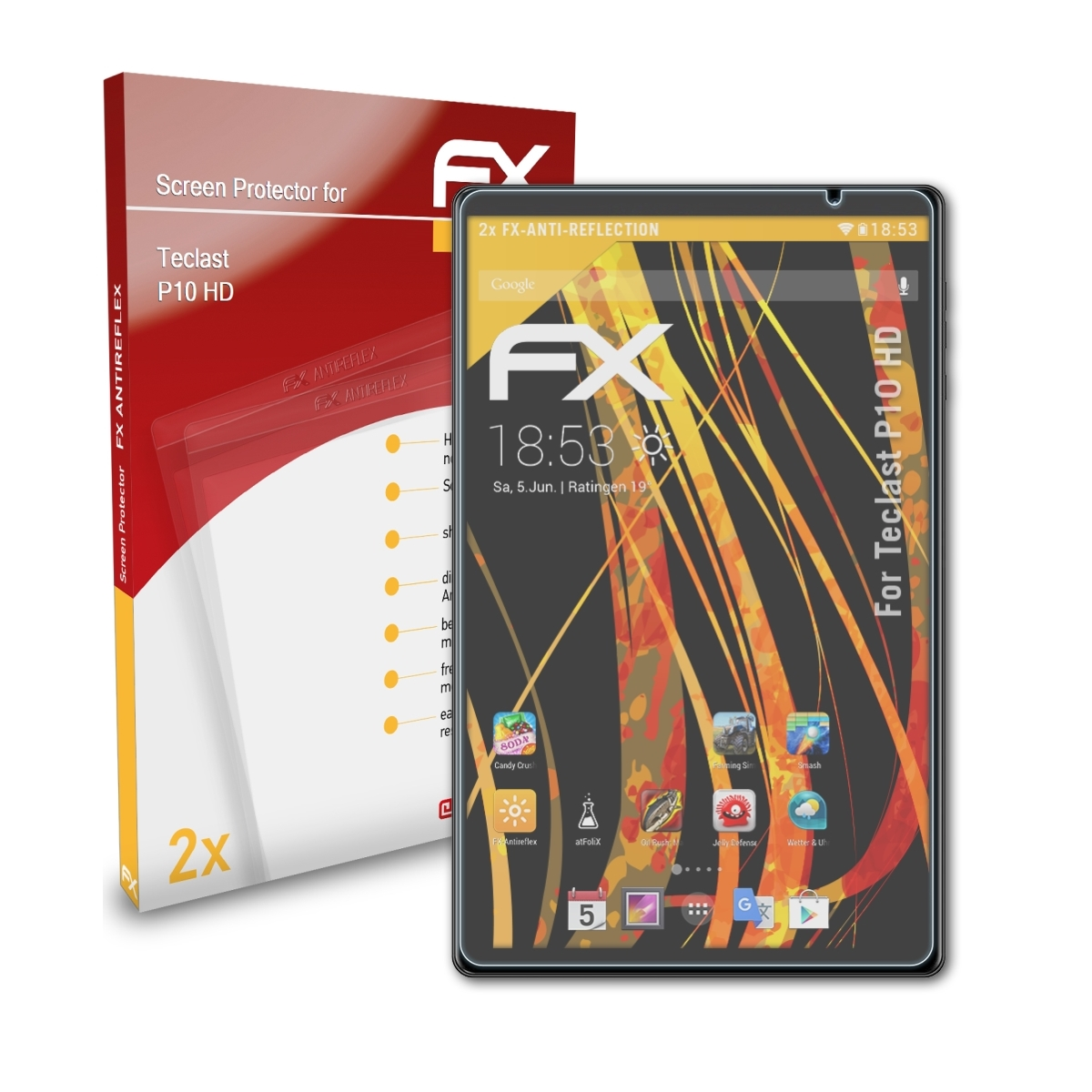 ATFOLIX 2x FX-Antireflex P10 Teclast HD) Displayschutz(für