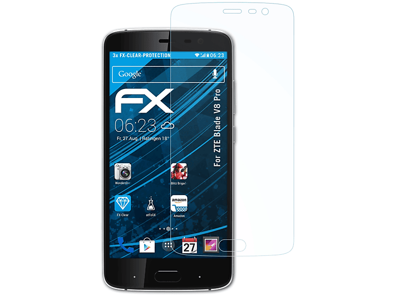 ATFOLIX 3x FX-Clear Displayschutz(für ZTE Blade V8 Pro)