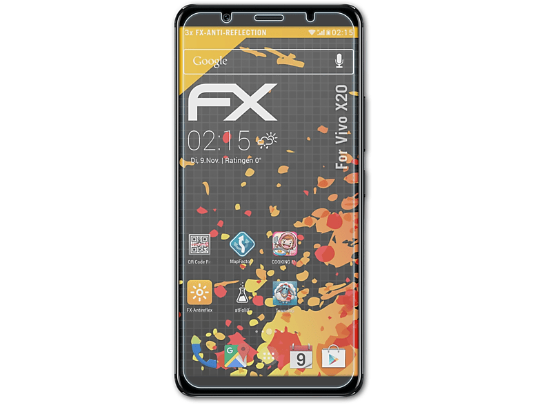ATFOLIX 3x FX-Antireflex Displayschutz(für Vivo X20)