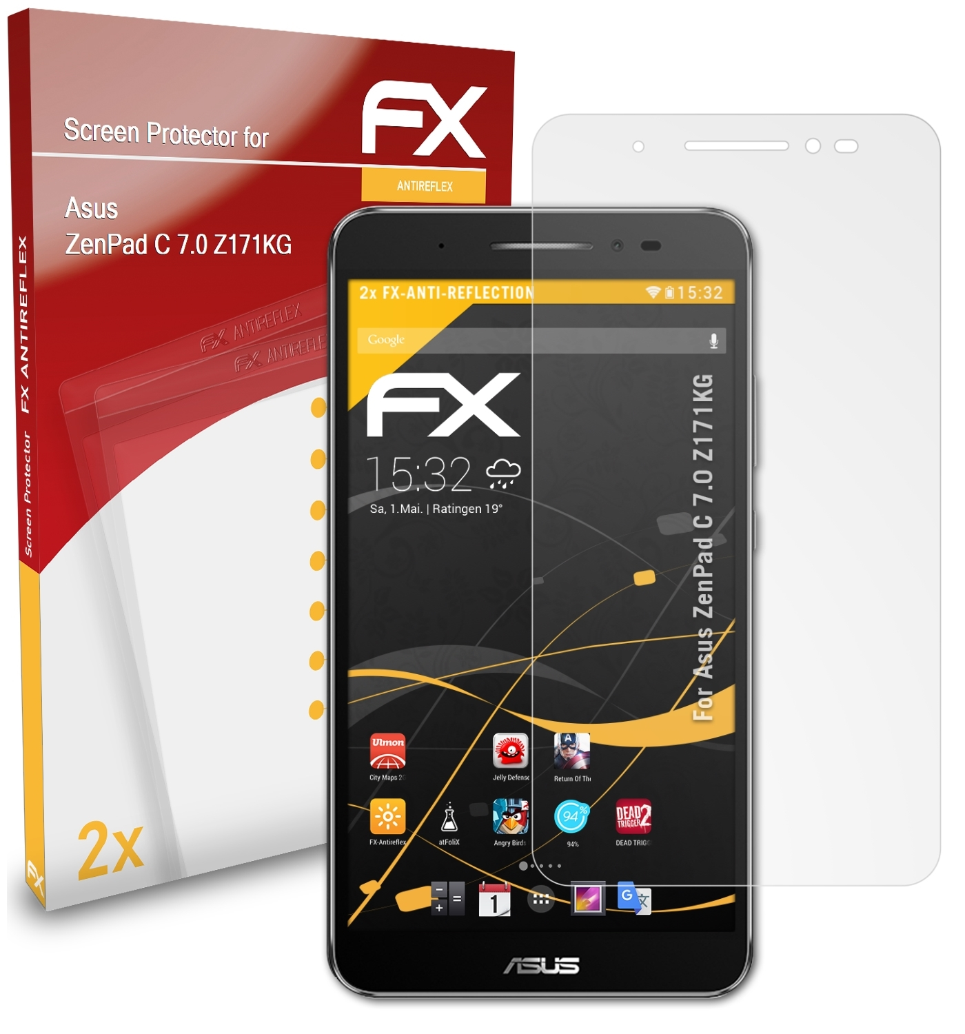 ZenPad (Z171KG)) 2x Displayschutz(für Asus FX-Antireflex 7.0 ATFOLIX C