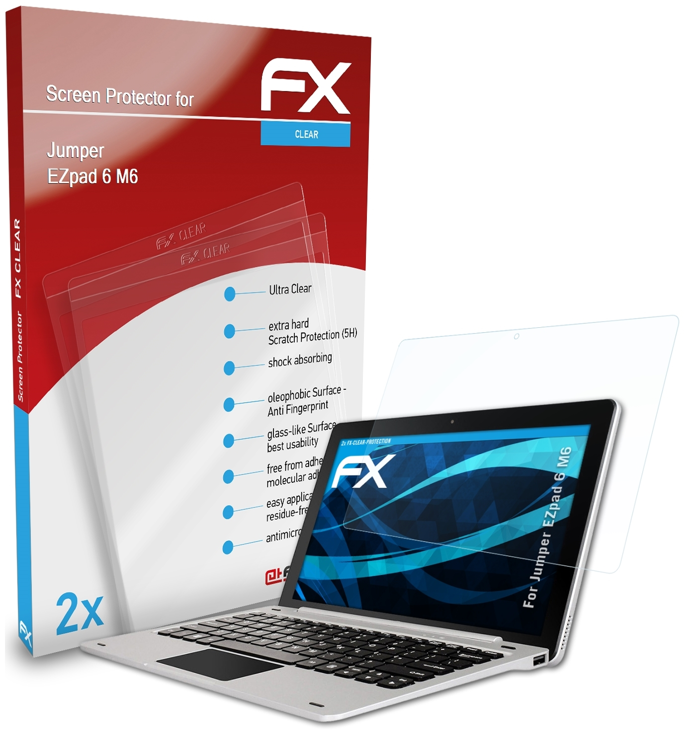 ATFOLIX 2x FX-Clear Jumper M6) 6 EZpad Displayschutz(für
