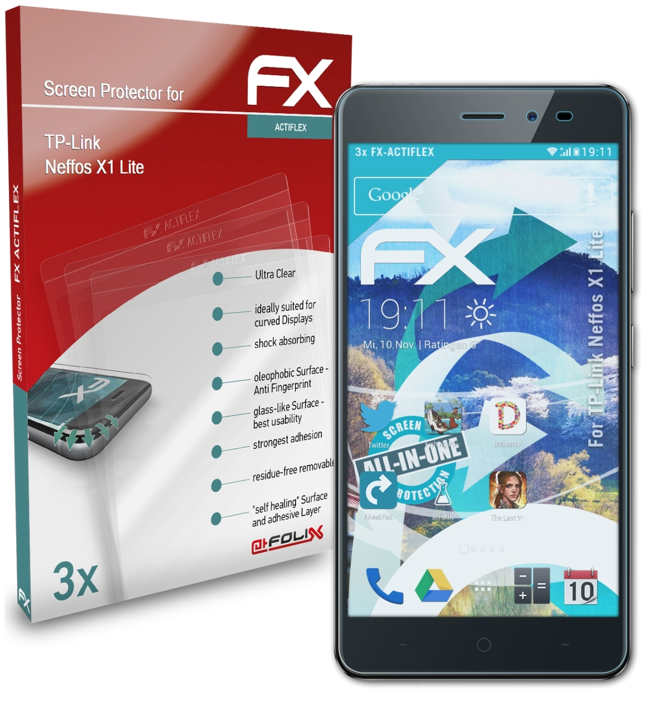 Lite) 3x FX-ActiFleX Displayschutz(für TP-Link ATFOLIX Neffos X1