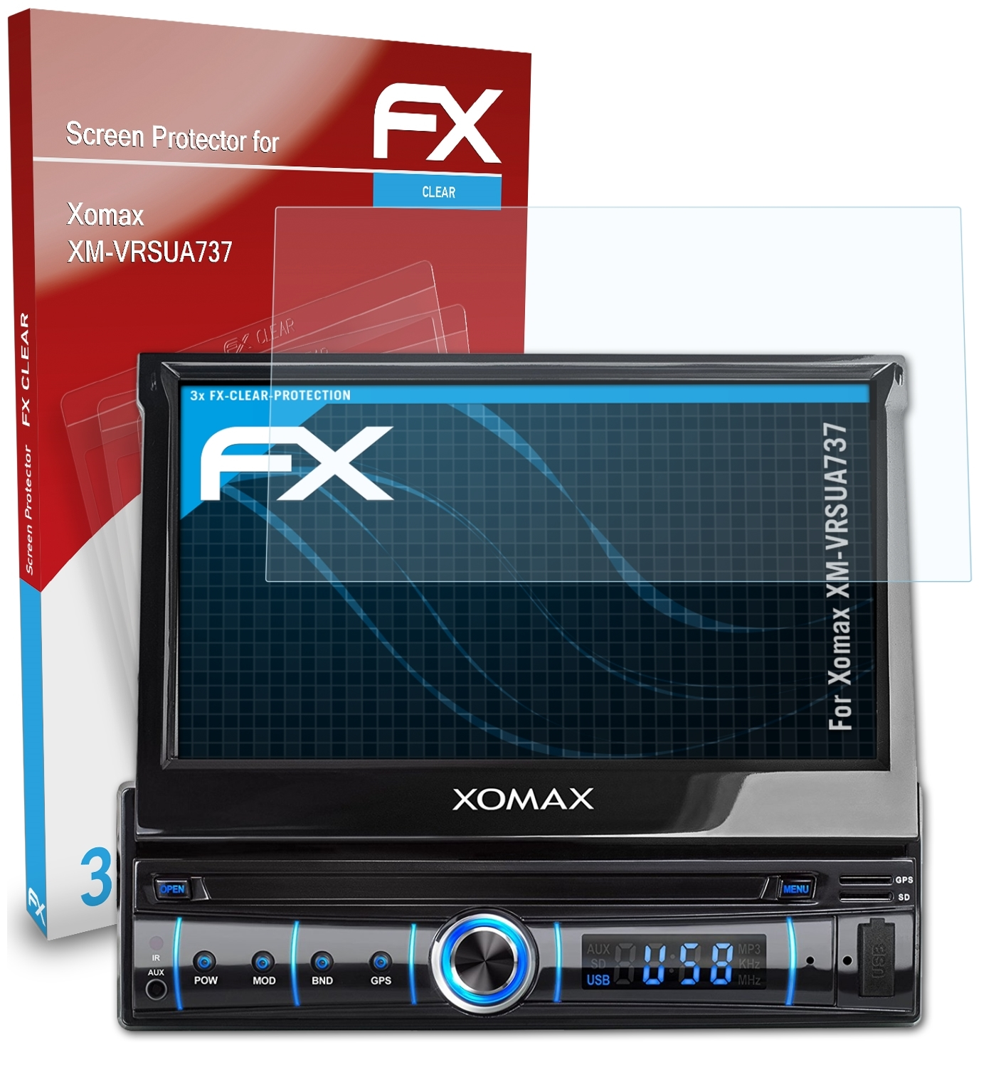 ATFOLIX 3x Displayschutz(für Xomax XM-VRSUA737) FX-Clear