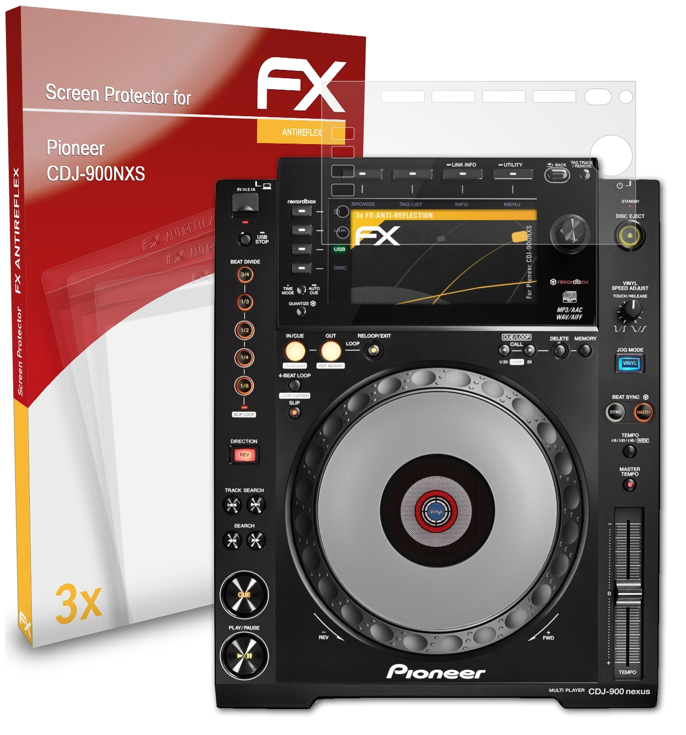 FX-Antireflex 3x Displayschutz(für Pioneer CDJ-900NXS) ATFOLIX