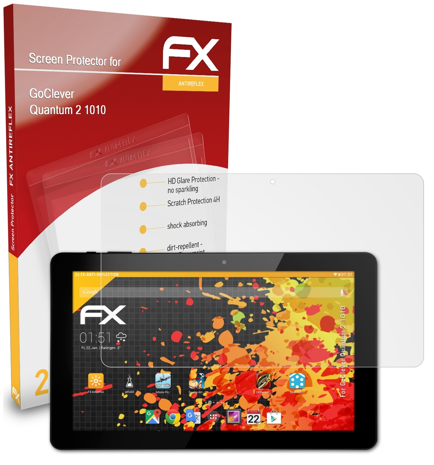 2x FX-Antireflex 1010) 2 ATFOLIX GoClever Quantum Displayschutz(für