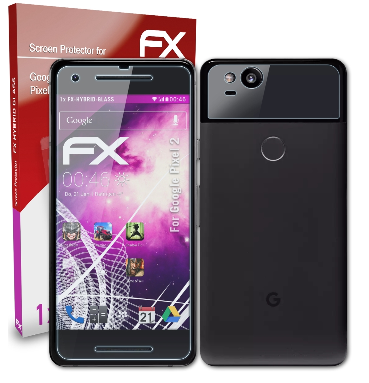 FX-Hybrid-Glass Pixel Google ATFOLIX 2) Schutzglas(für