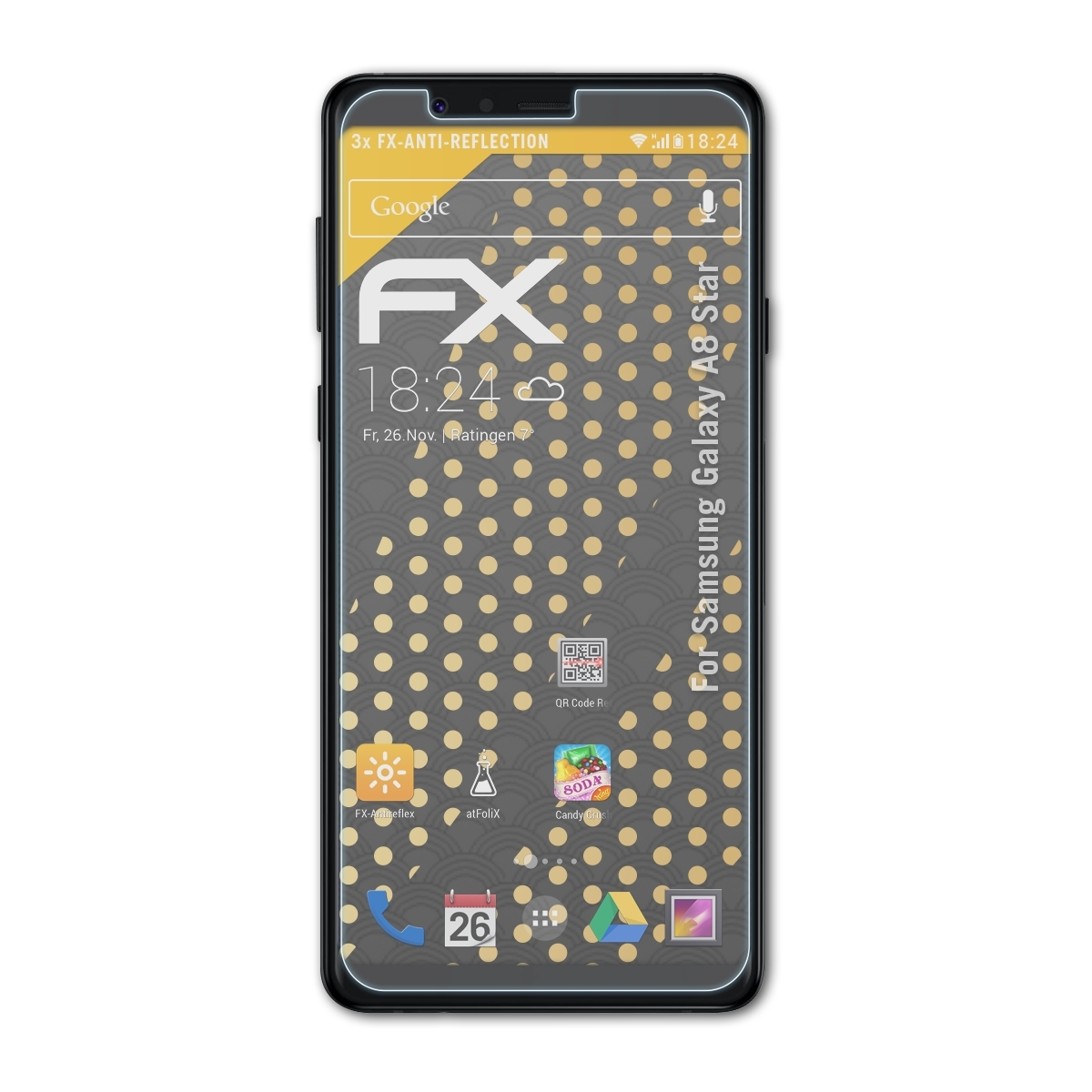 ATFOLIX 3x Star) FX-Antireflex Galaxy A8 Samsung Displayschutz(für
