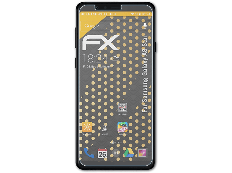 ATFOLIX 3x FX-Antireflex Samsung Displayschutz(für Galaxy A8 Star)