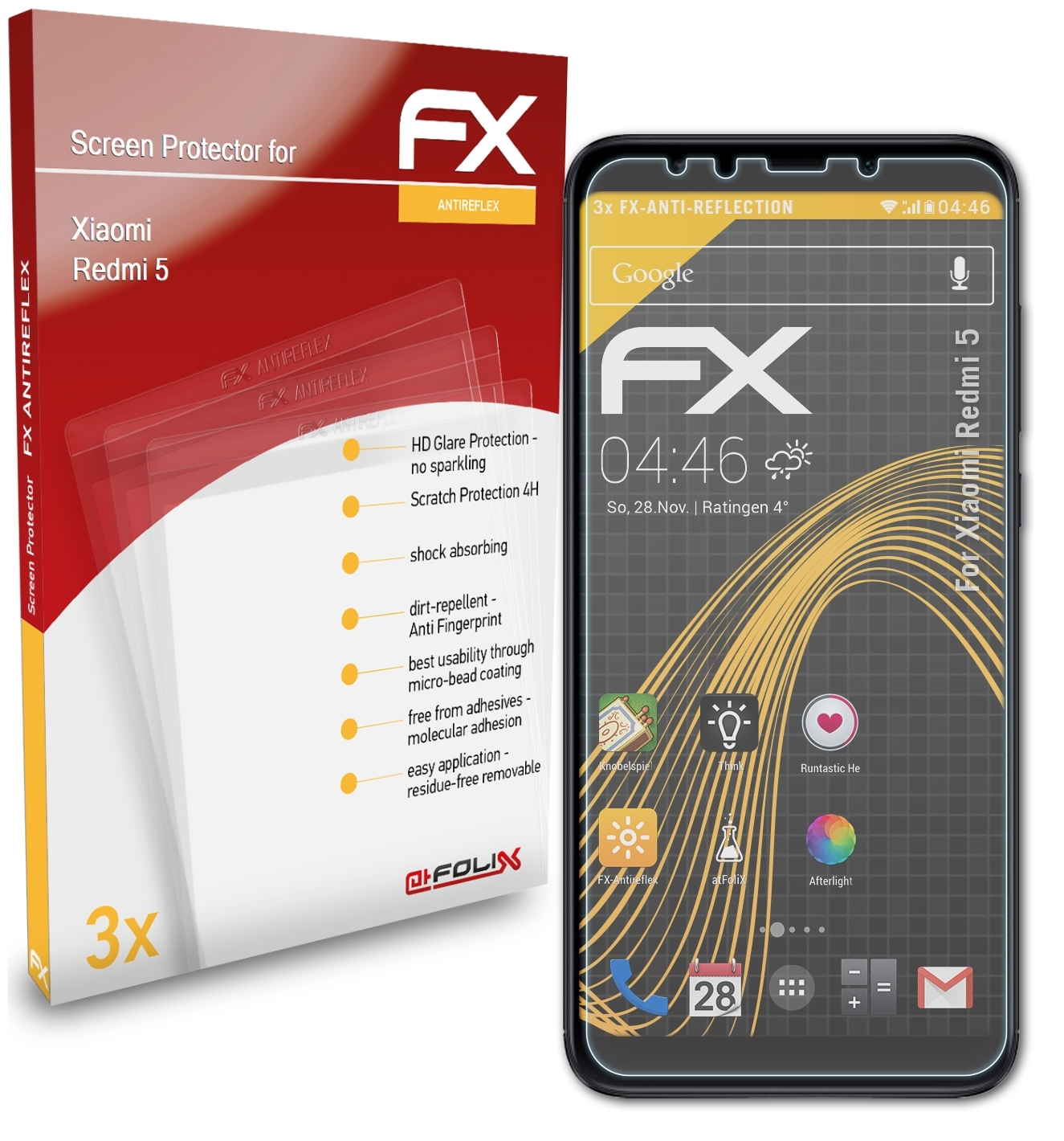 Redmi Displayschutz(für FX-Antireflex 5) Xiaomi 3x ATFOLIX