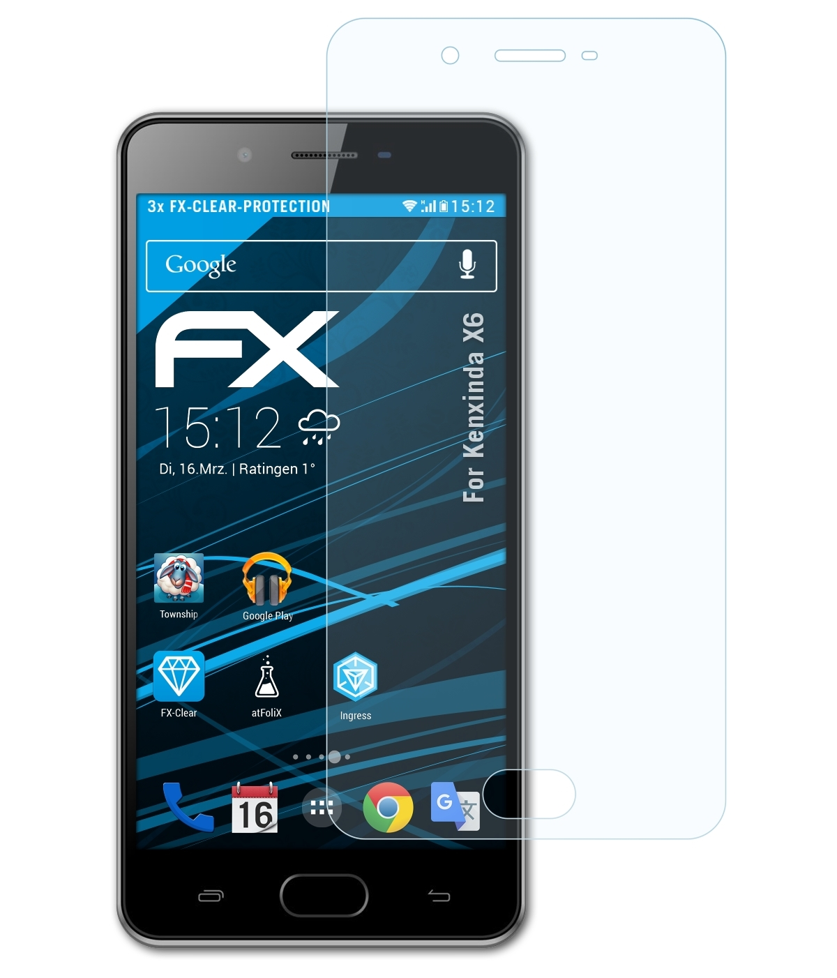 Kenxinda 3x X6) ATFOLIX FX-Clear Displayschutz(für