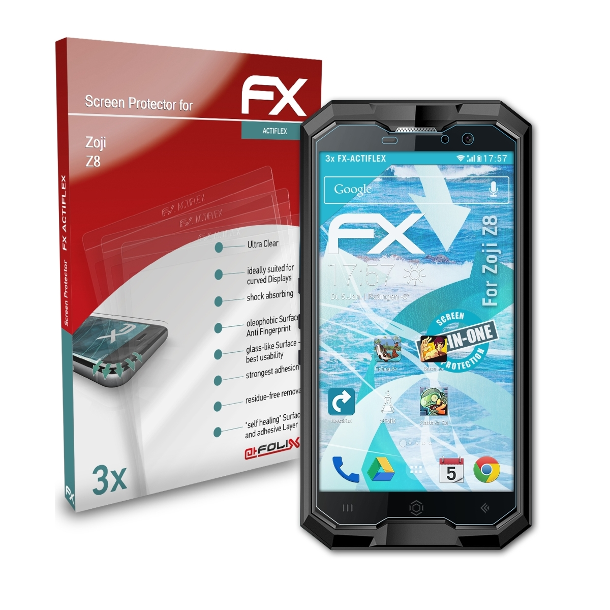 ATFOLIX 3x FX-ActiFleX Displayschutz(für Z8) Zoji