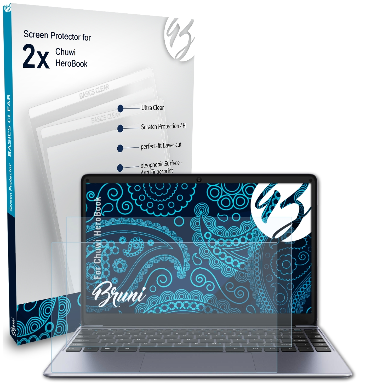 BRUNI 2x Basics-Clear Schutzfolie(für Chuwi HeroBook)