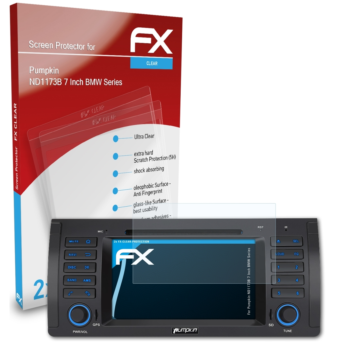 ATFOLIX 2x FX-Clear Displayschutz(für Pumpkin ND1173B 7 Inch)