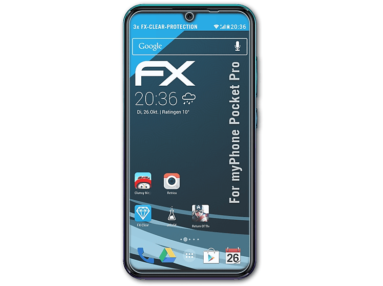 ATFOLIX 3x FX-Clear Pro) Pocket Displayschutz(für myPhone