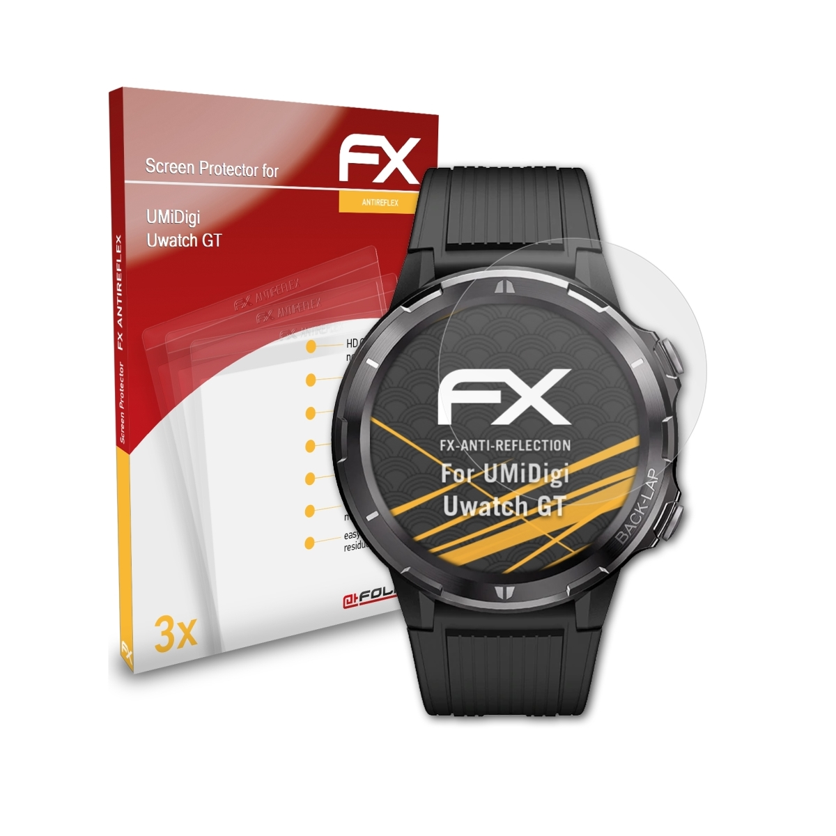 ATFOLIX 3x FX-Antireflex Displayschutz(für Uwatch GT) UMiDigi