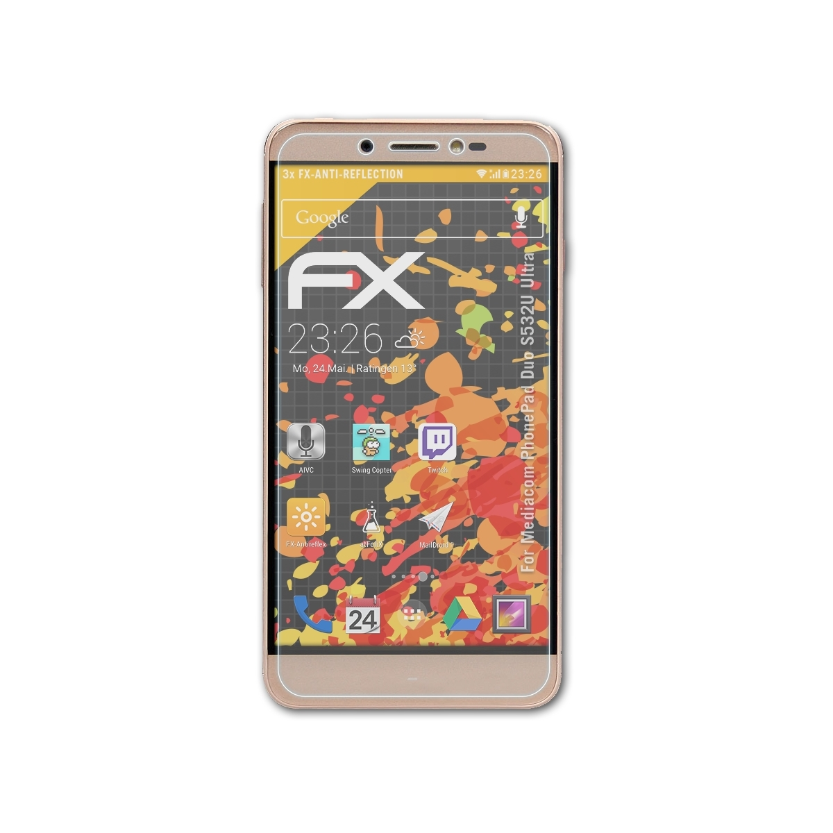 ATFOLIX 3x FX-Antireflex Displayschutz(für Duo S532U PhonePad Mediacom Ultra)