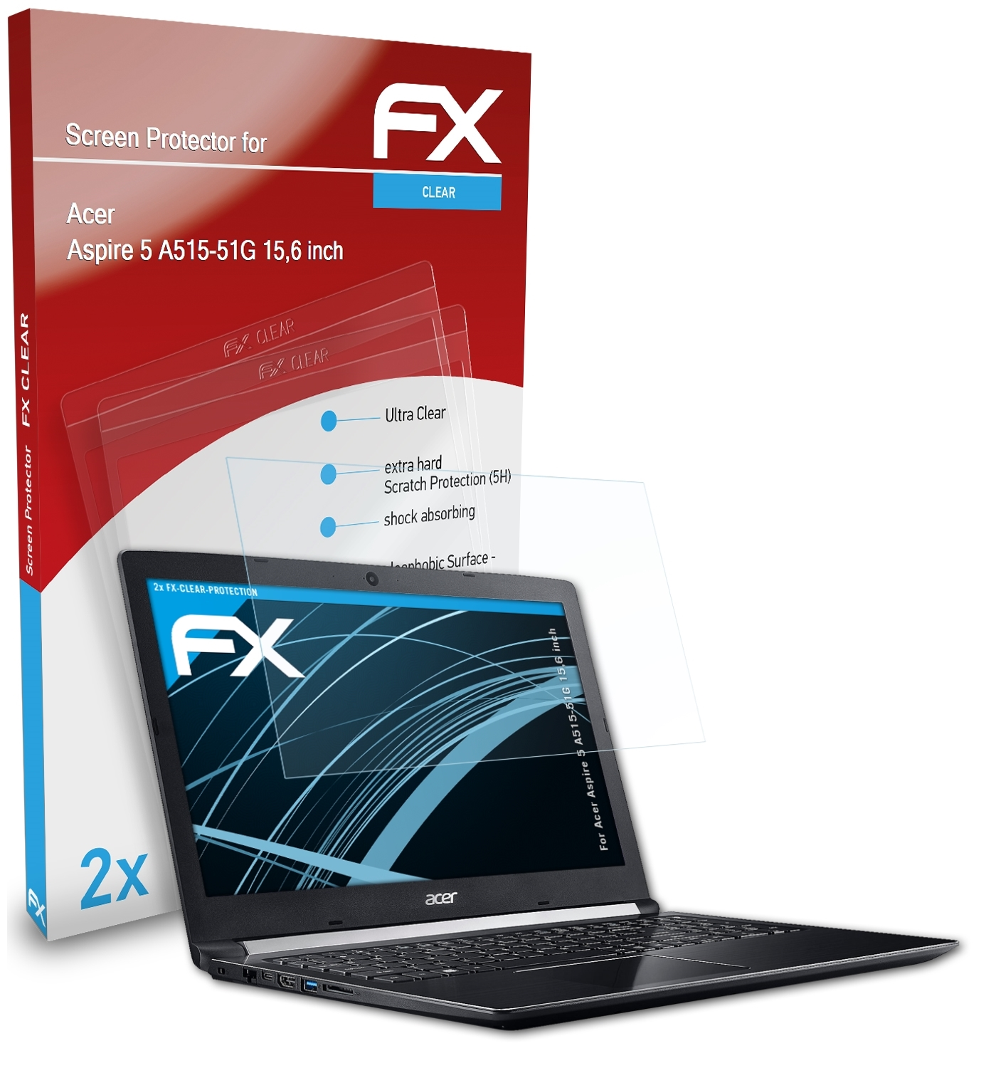 ATFOLIX 2x FX-Clear Acer (15,6 Displayschutz(für A515-51G Aspire inch)) 5