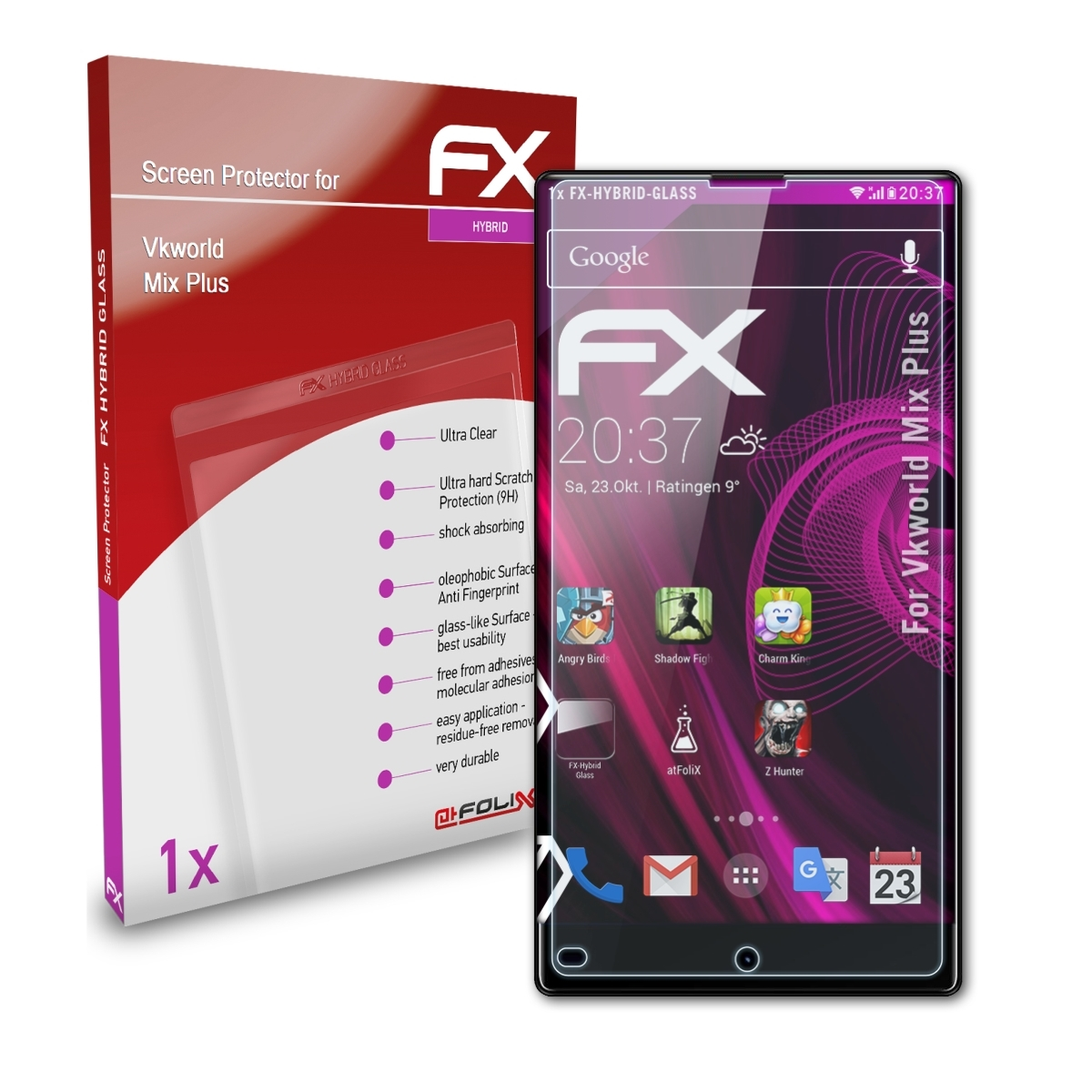ATFOLIX FX-Hybrid-Glass Vkworld Mix Schutzglas(für Plus)