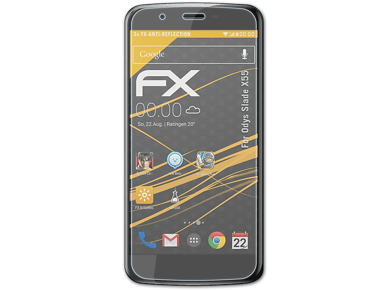 ATFOLIX 3x FX-Antireflex Displayschutz(für X55) Odys Slade