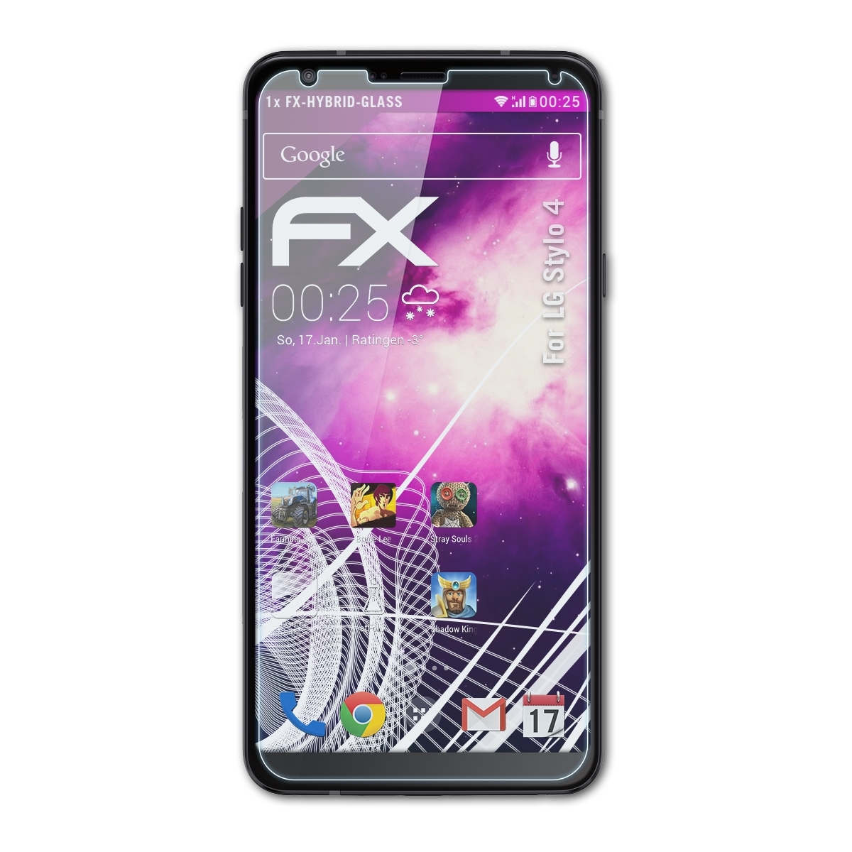 Stylo FX-Hybrid-Glass LG ATFOLIX 4) Schutzglas(für