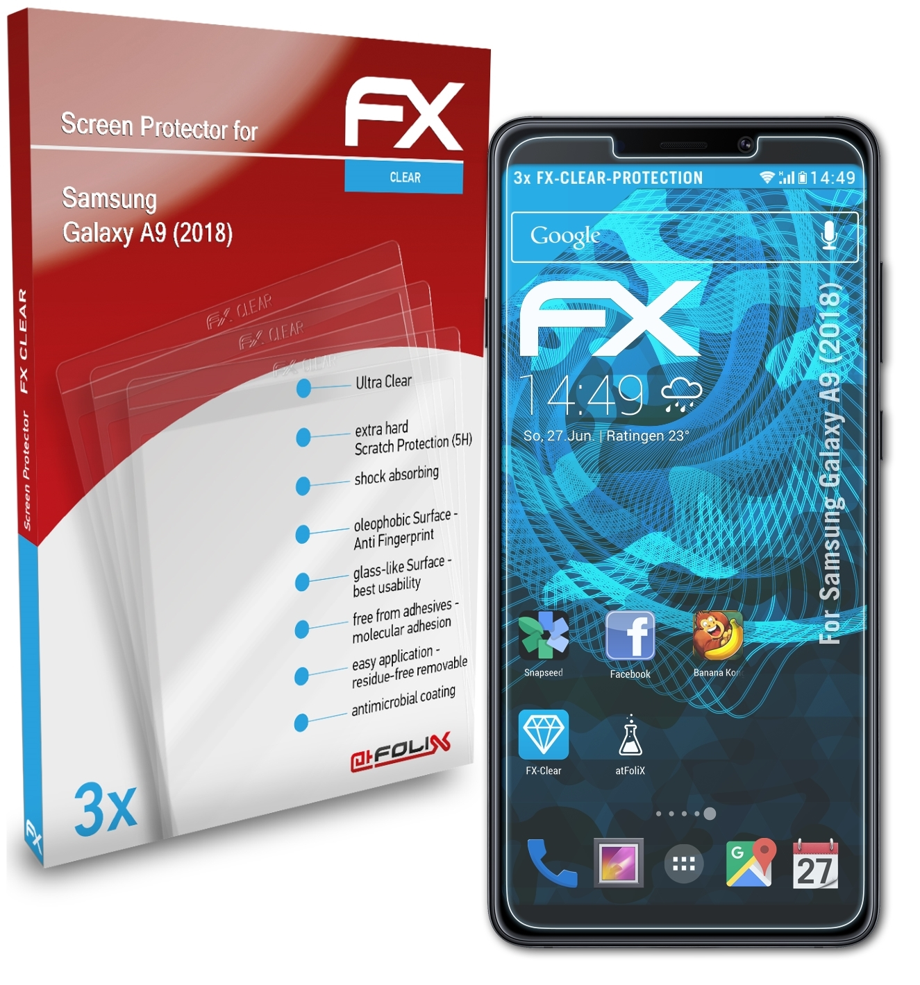 FX-Clear 3x Galaxy A9 (2018)) Displayschutz(für Samsung ATFOLIX