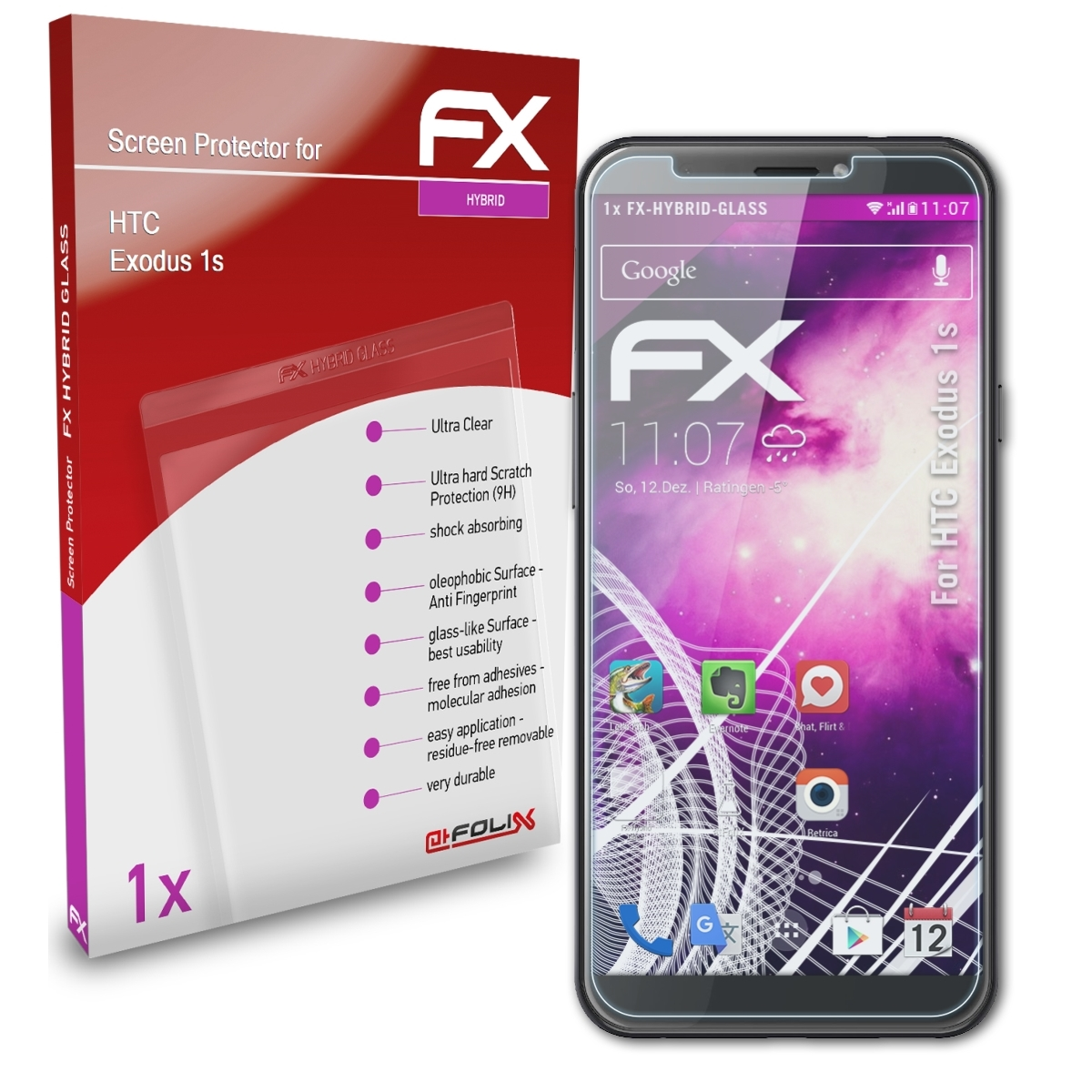 ATFOLIX FX-Hybrid-Glass Exodus HTC Schutzglas(für 1s)