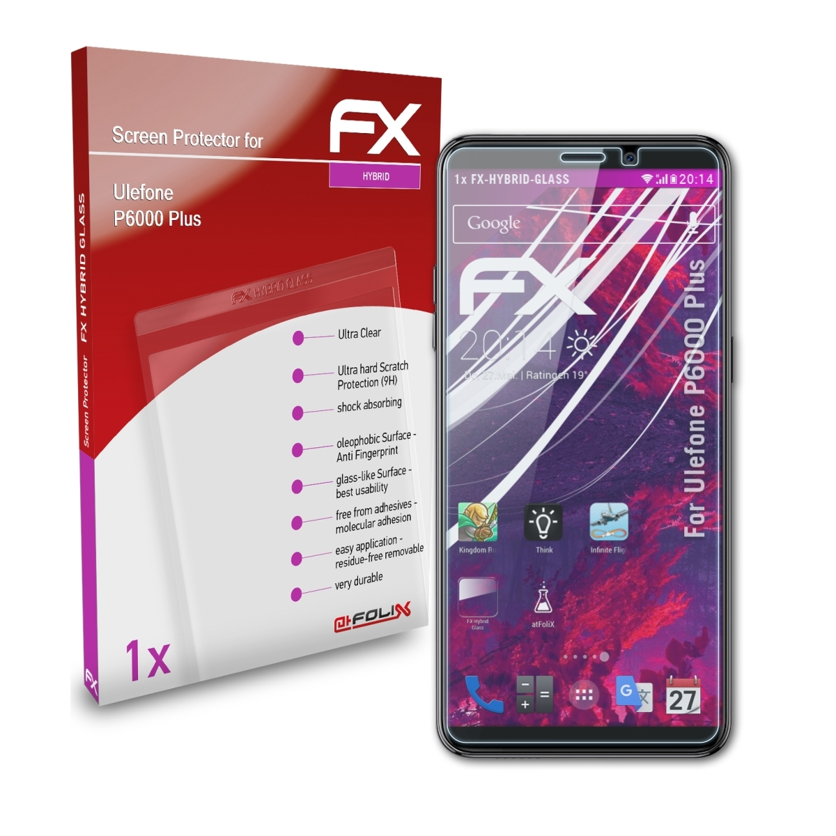 Plus) ATFOLIX P6000 Schutzglas(für Ulefone FX-Hybrid-Glass