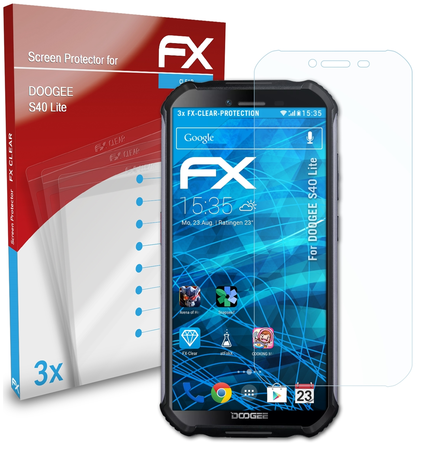 ATFOLIX 3x S40 FX-Clear Displayschutz(für Lite) Doogee