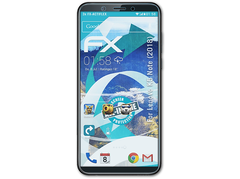 ATFOLIX 3x FX-ActiFleX Displayschutz(für Lenovo K5 Note (2018))