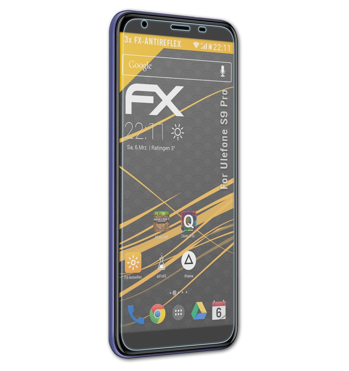 FX-Antireflex S9 Ulefone Displayschutz(für 3x Pro) ATFOLIX